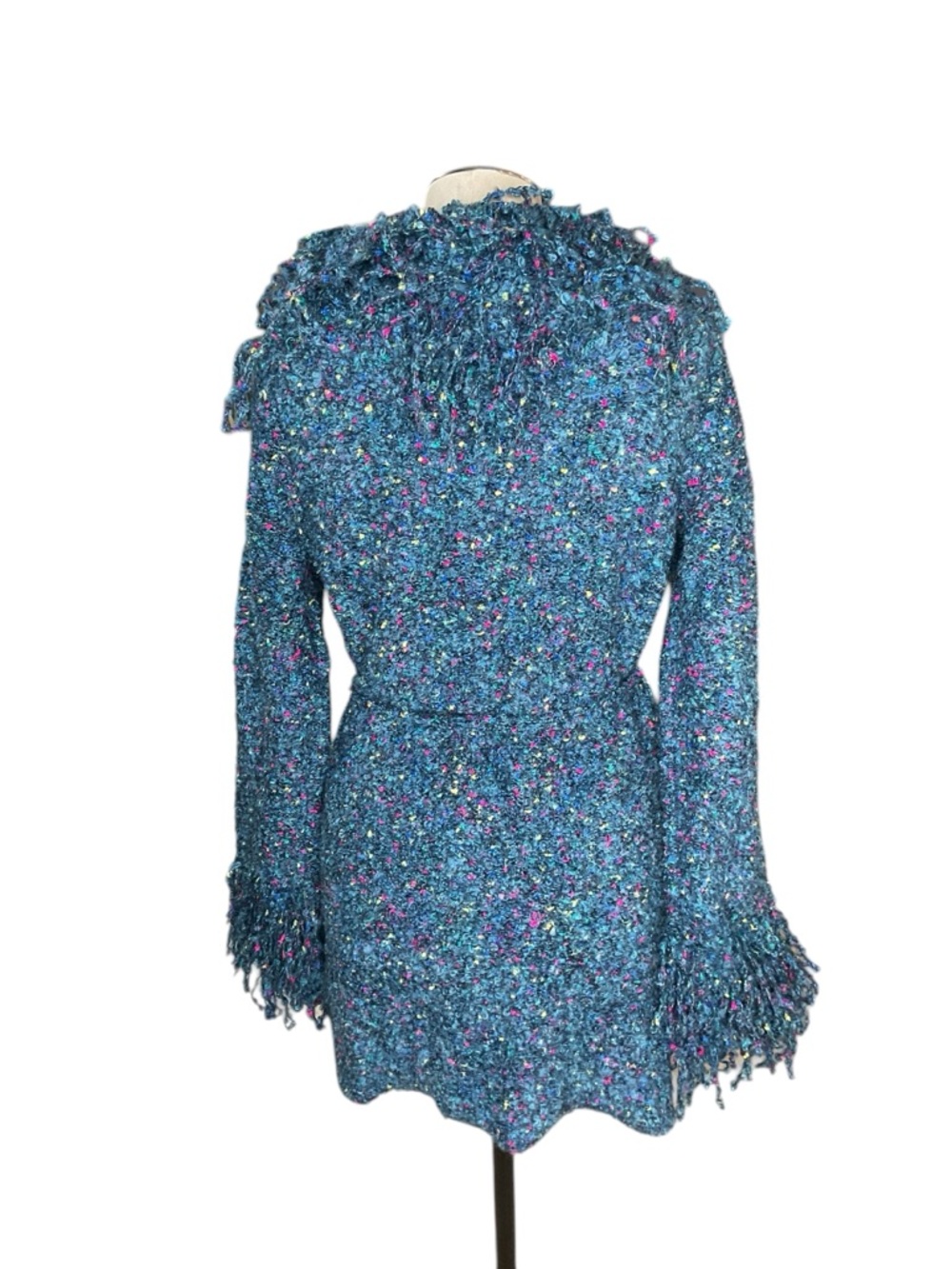 Yarns by Mudo Blue Speckled Fuzzy Sweater Tunic Mohair Blend Size M - Picture 3 of 5